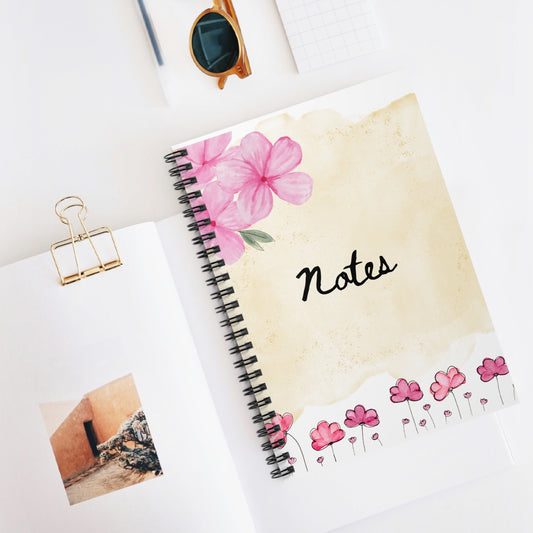 "Pink Flower"Spiral Notebook - Ruled Line